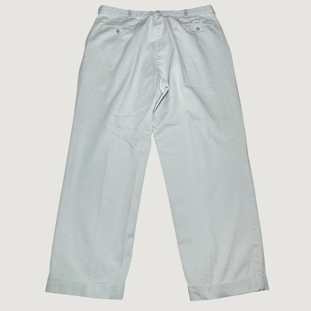 Polo Ralph Lauren Chino Pants Men 36x30* Twill Pleated Cuffed Cotton Khaki Beige